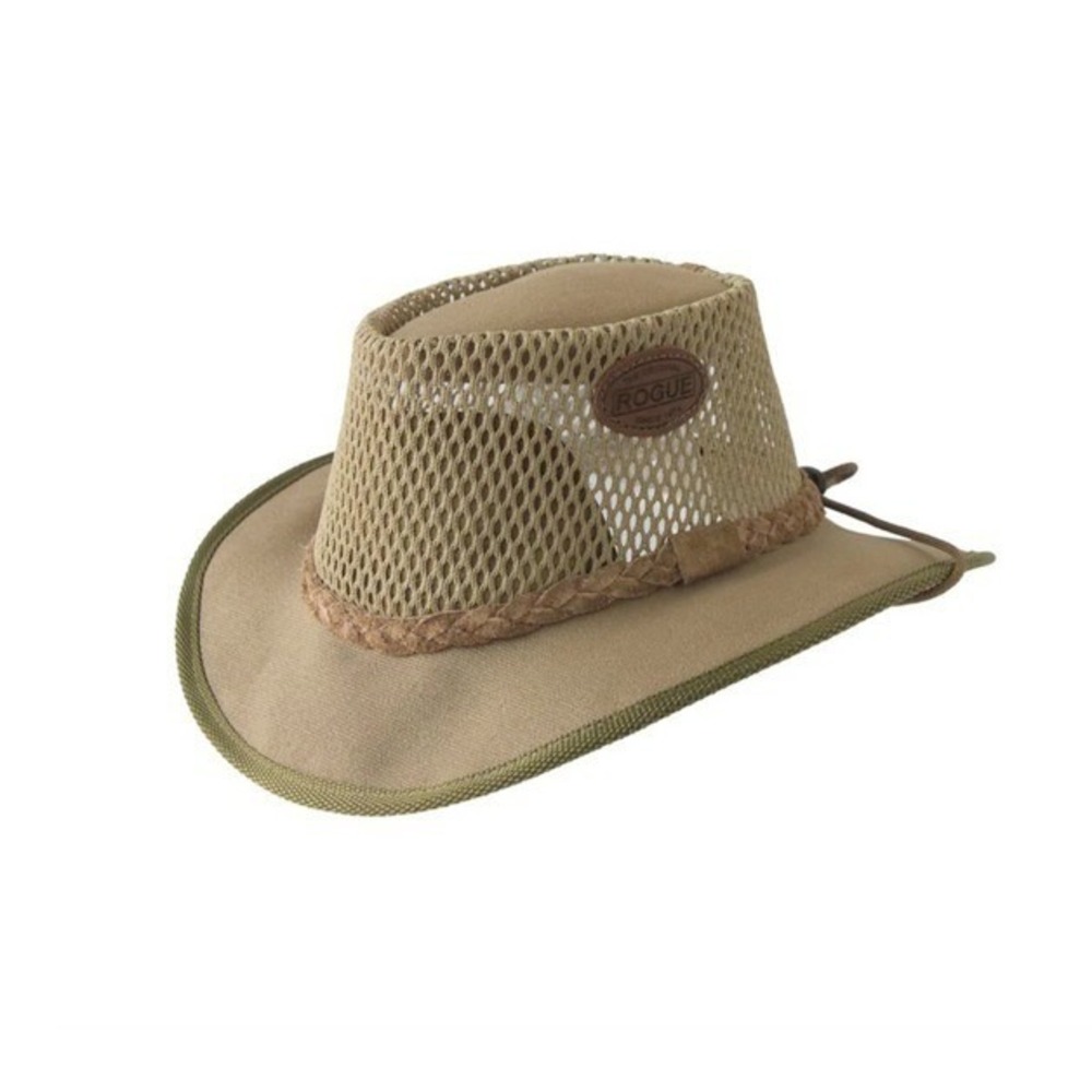 Original Rogue Airhead Safari Hat Canvas Mesh Chin Strap Green Lg 7 3/8 Summer